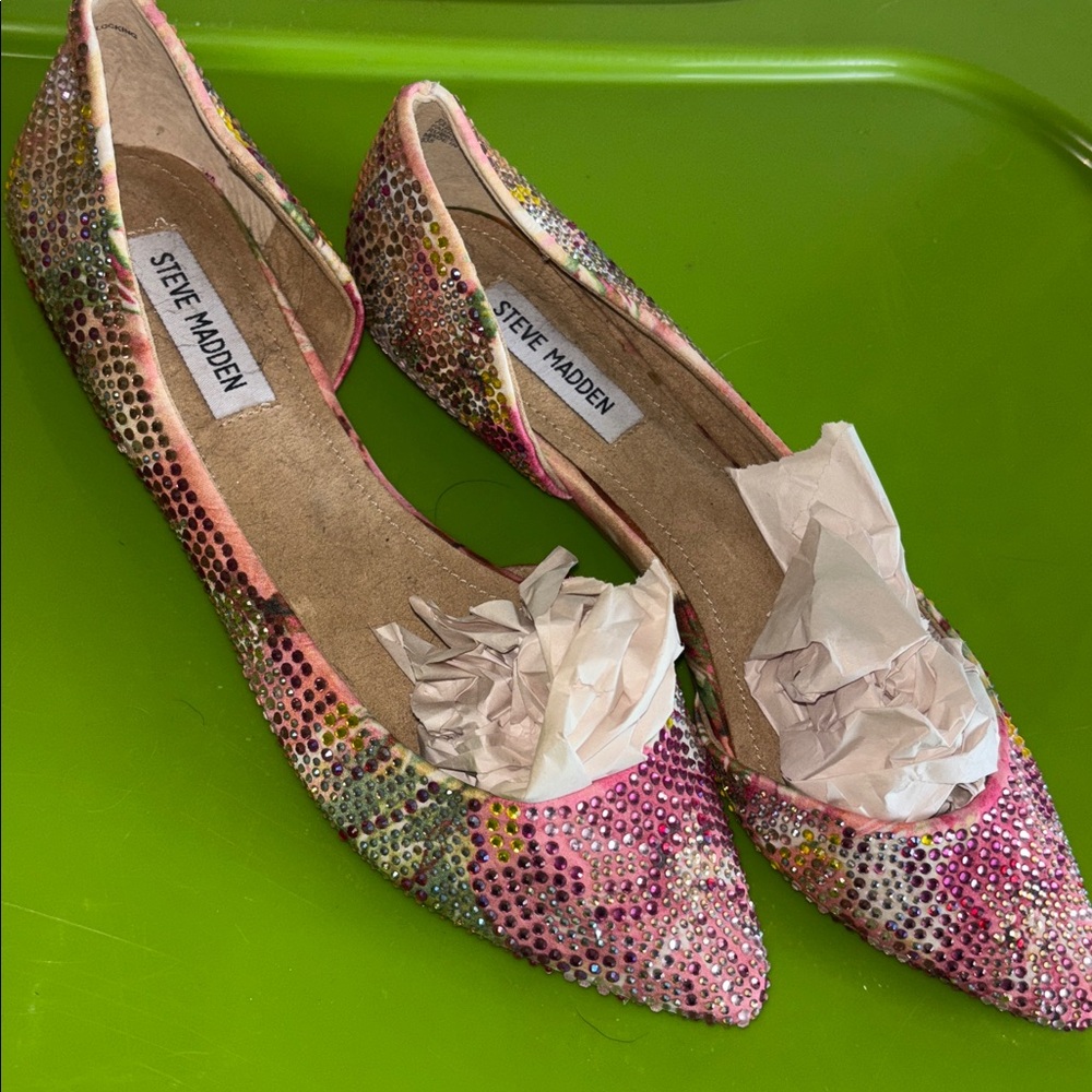 Steve Madden Elsa Floral Rhinestone flats